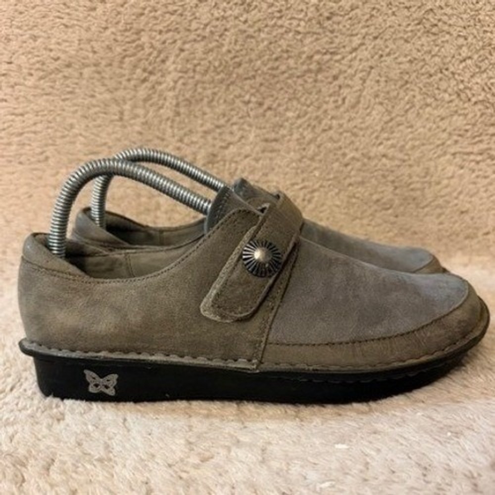 Alegria Brenna  Loafers Womens 38 Grey BRE-623 Leather Suede Concho Strap